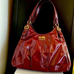 Plum Patent Leather 3 section Hobo Coach bag
